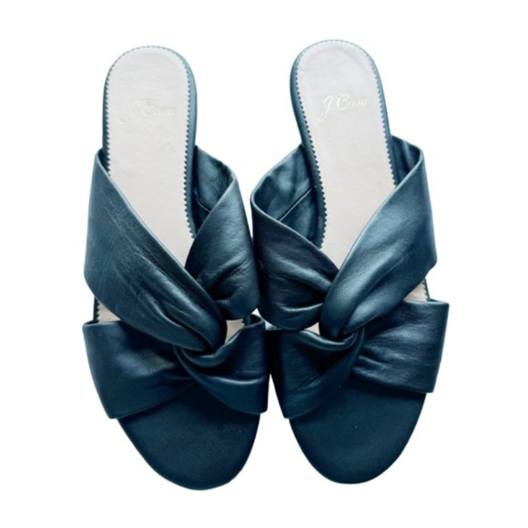 J. Crew Twisted Knot Sandals Black Soft Leather Sz 7.5 Bohemian Minimalist - Picture 3 of 13